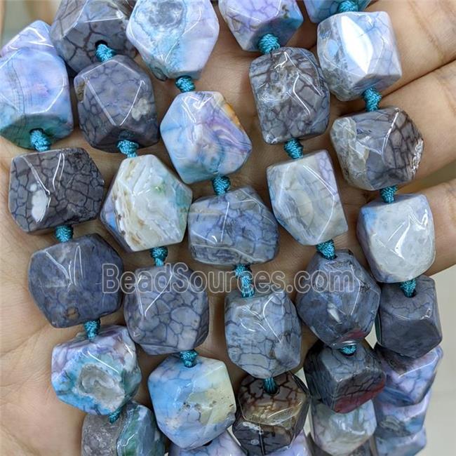 Natural Dragon Veins Agate Nugget Beads Lilac Dye Faceted Freeform