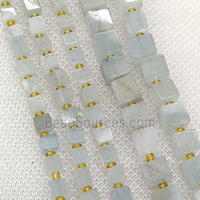 Natural Aquamarine Beads Cube Lt.Blue