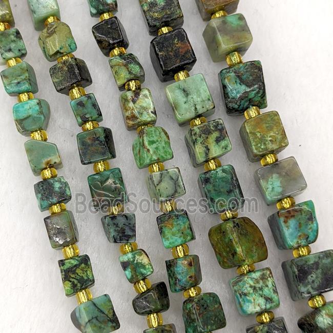 Natural African Turquoise Cube Beads Green