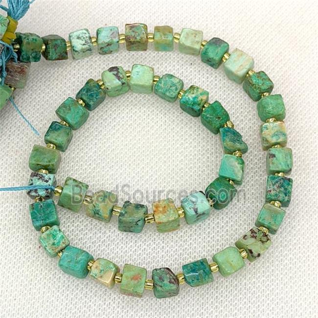 Natural African Turquoise Cube Beads Green