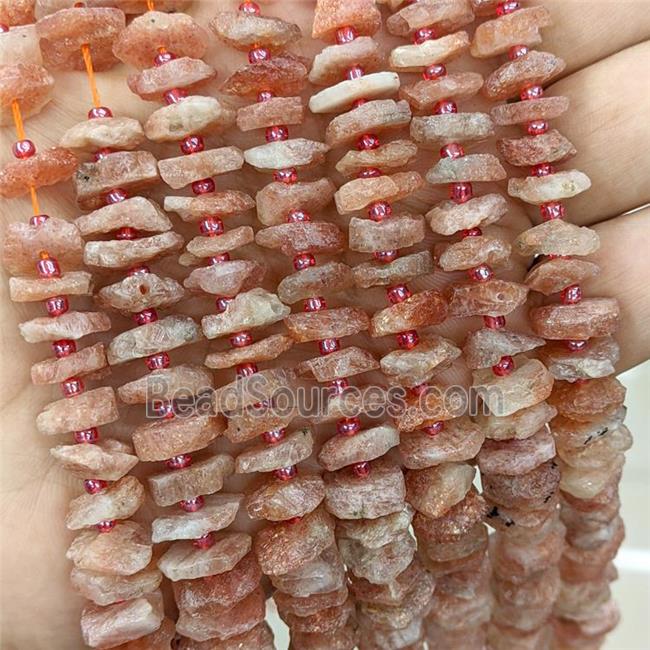 Natural Orange Sunstone Heishi Spacer Beads