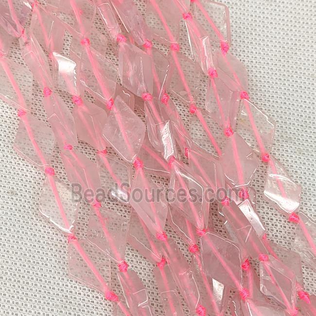 Natural Pink Rose Quartz Rhombus Beads