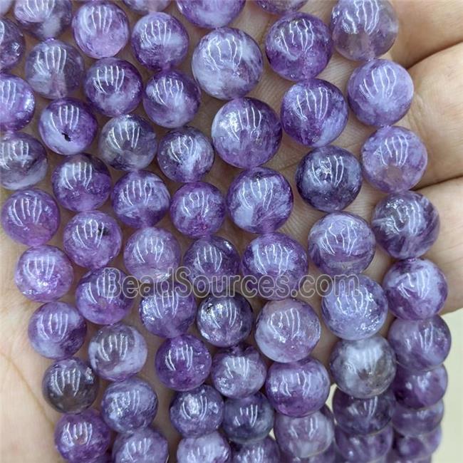 Natural African Lepidolite Beads Purple Smooth Round