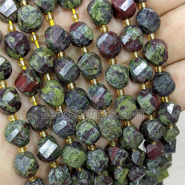 Natural Dragon Bloodstone Twist Beads S-Shape Faceted