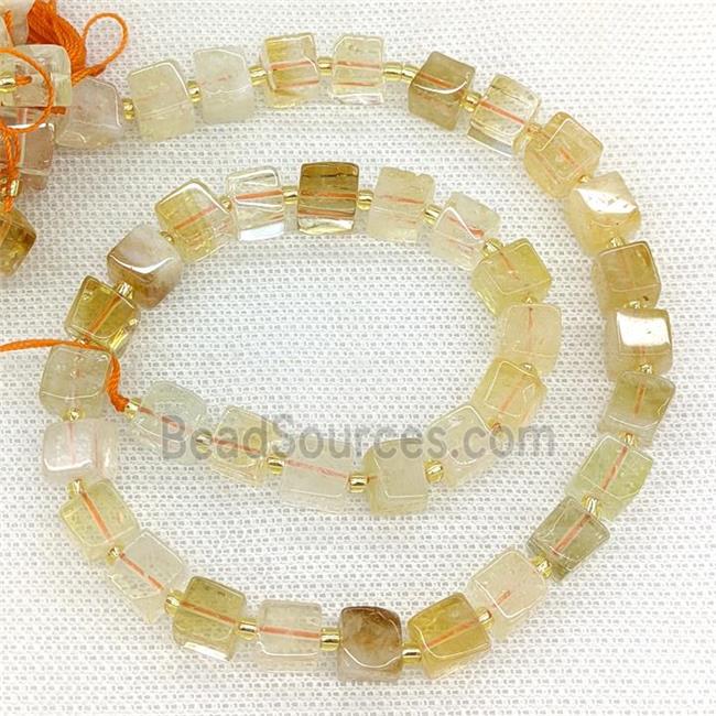 Natural Citrine Beads Yellow Cube