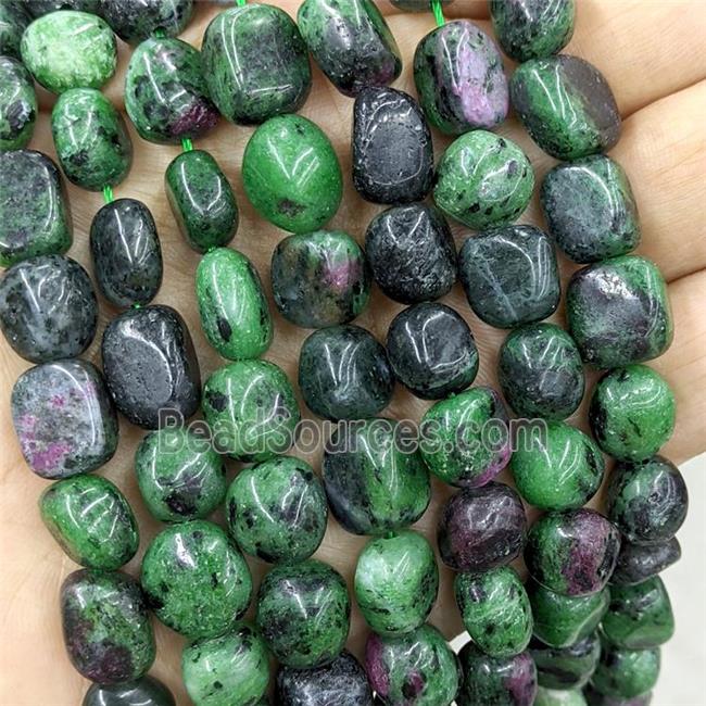 Natural Ruby In Zoisite Beads Green Chips Freeform