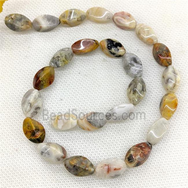 Natural Crazy Lace Agate Twist Beads