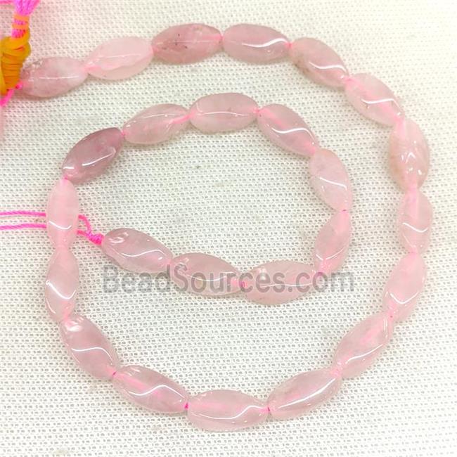 Natural Pink Rose Quartz Twist Beads