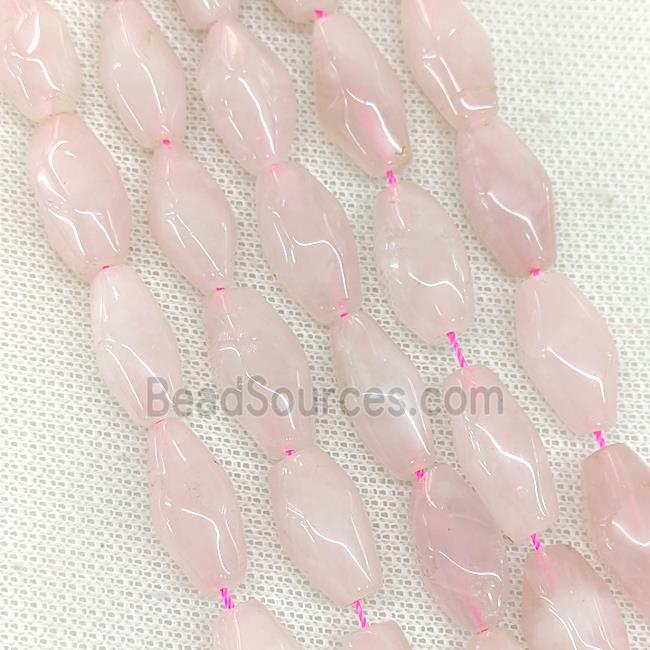 Natural Pink Rose Quartz Rice Beads Faceted