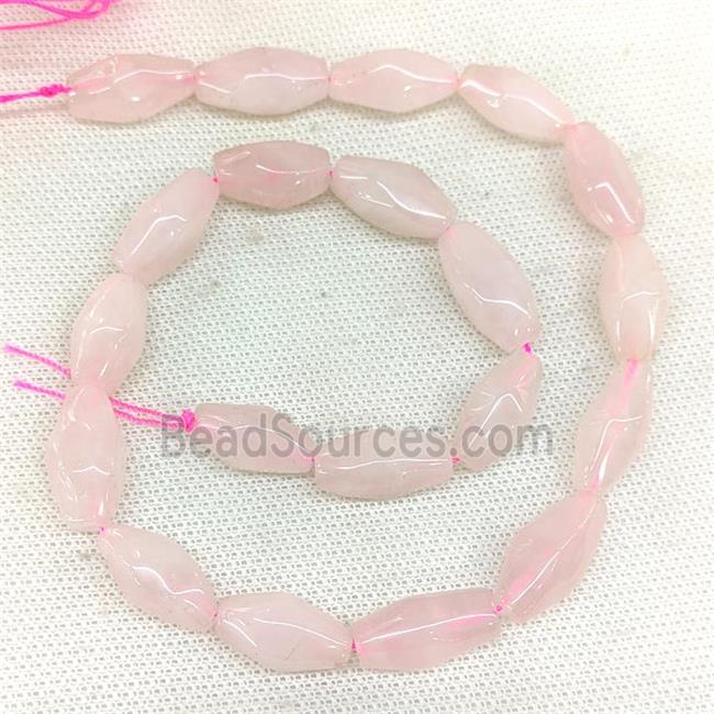 Natural Pink Rose Quartz Rice Beads Faceted