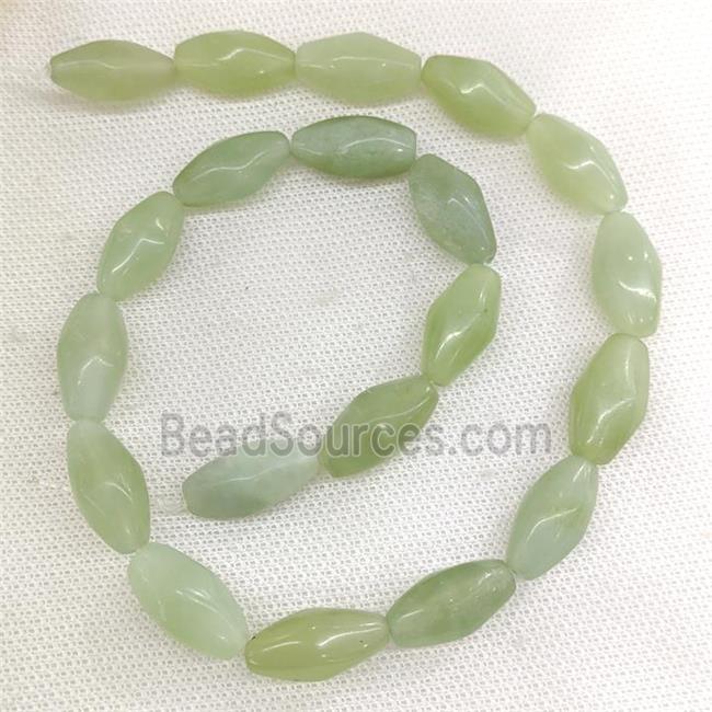 Green Aventurine Beads Faceted Rice B-Grade