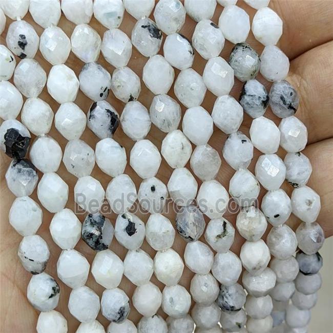 Natural White Moonstone Beads Faceted Rice C-Grade