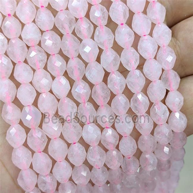 Natural Pink Rose Quartz Beads Faceted Rice