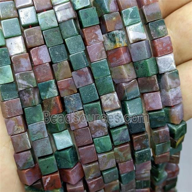 Natural Indian Agate Cube Beads