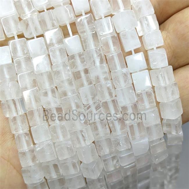 Natural Clear Quartz Cube Beads