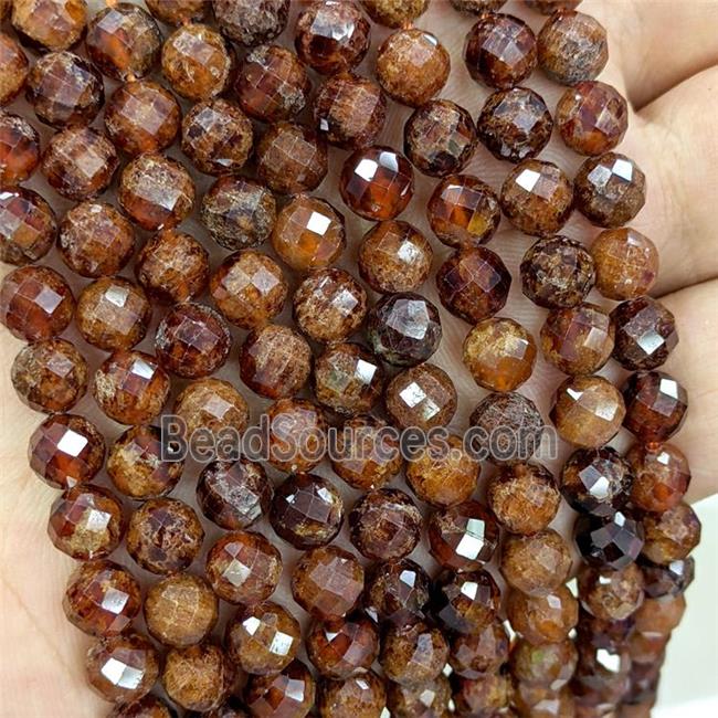 Natural Orange Garnet Beads Faceted Round C-Grade