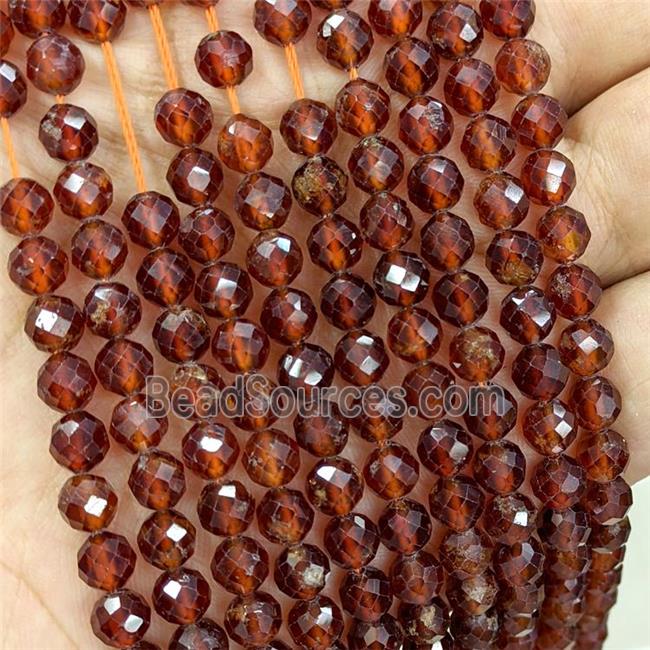 Natural Garnet Beads Orange Faceted Round