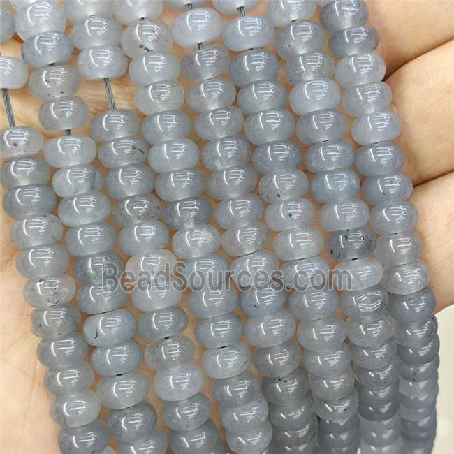 Gray Jade Rondelle Beads Smooth Dye