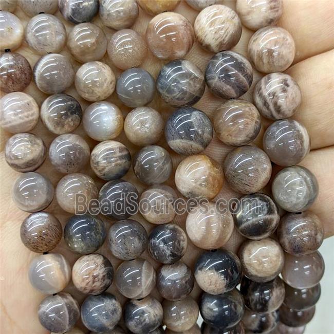 Natural Black Sunstone Beads Smooth Round