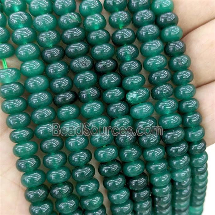 Natural Jade Rondelle Beads Smooth Green Dye