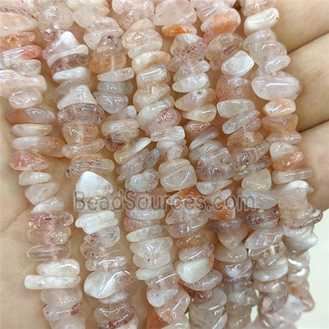 Natural Strawberry Quartz Chips Beads Golden Spot Freeform