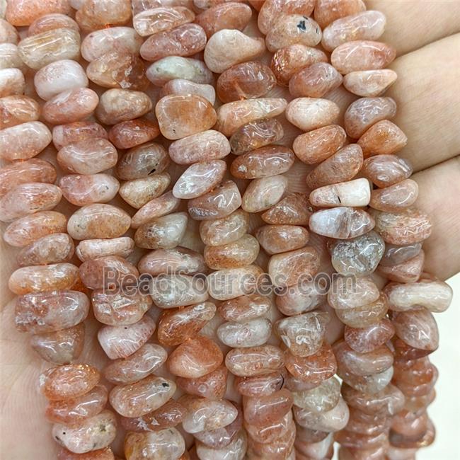 Natural Orange Sunstone Chips Beads Golden Spot Freeform