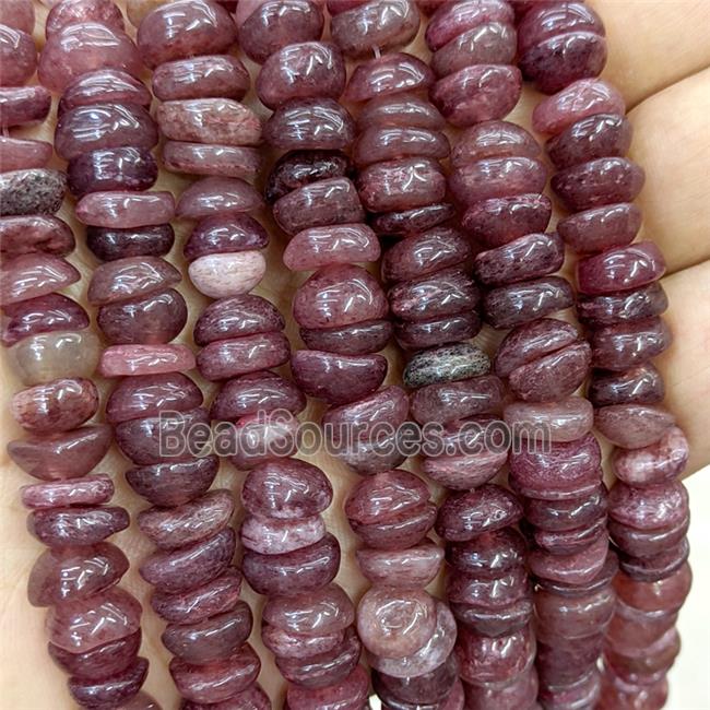 Natural Strawberry Quartz Chips Beads Pink Heat Freeform