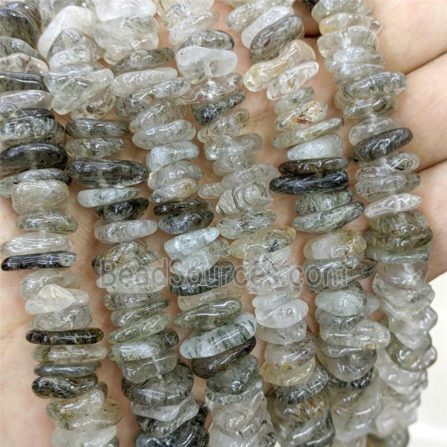 Natural Green Rutilated Quartz Beads Chips Freeform