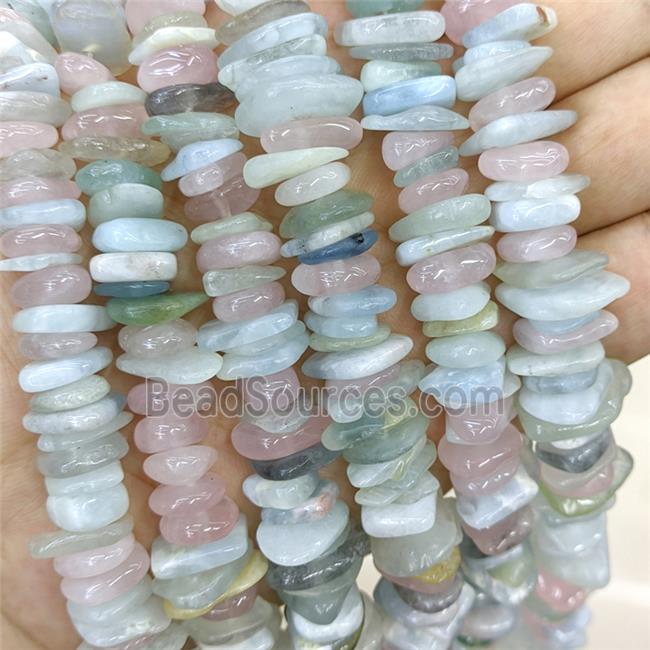 Natural Morganite Chips Beads Mixed Color Freeform