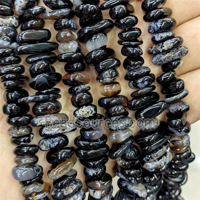 Natural Black Agate Chips Beads Freeform