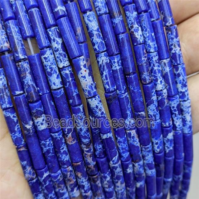 Lapisblue Synthetic Imperial Jasper Tube Beads