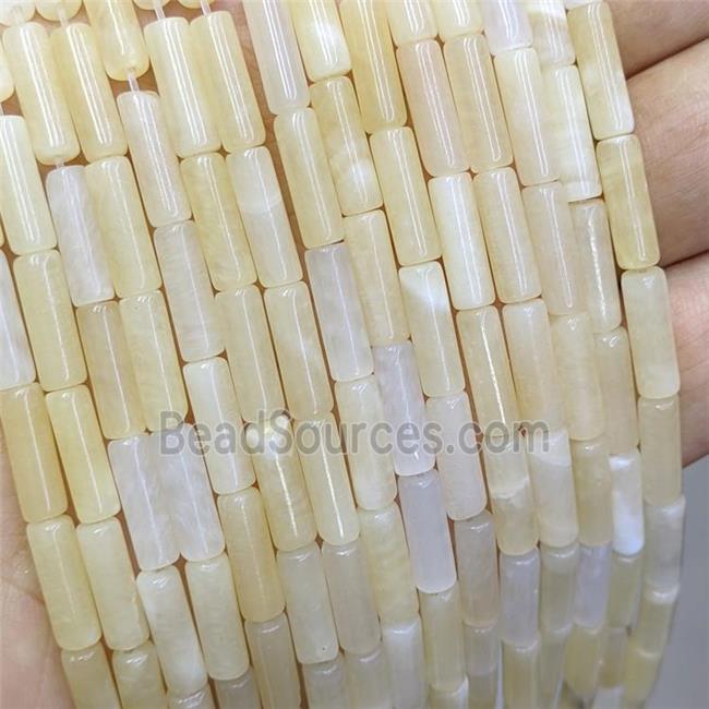 Natural Honey Jade Tube Beads Yellow