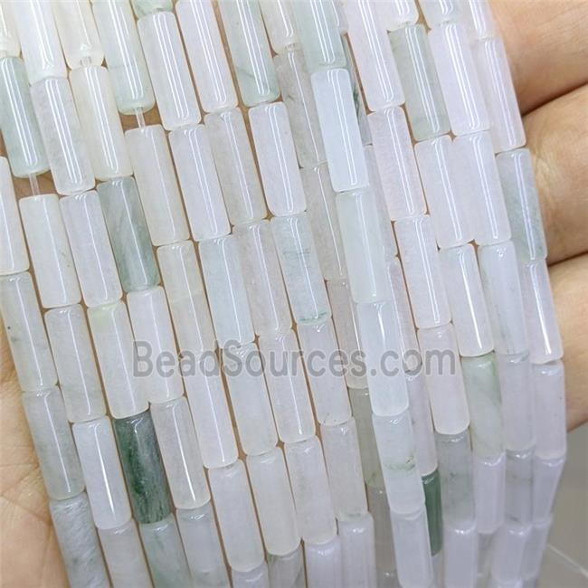 White Jadeite Tube Beads