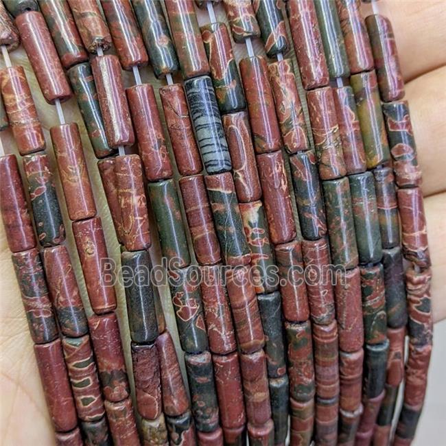 Red Picasso Jasper Tube Beads