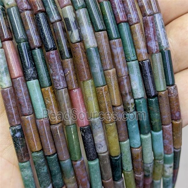 Natural Indian Agate Tube Beads Multicolor