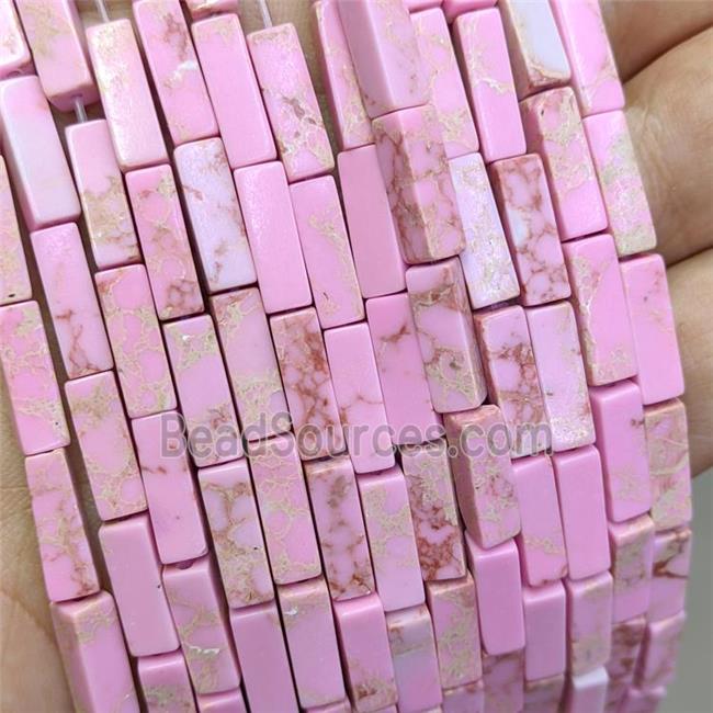 Synthetic Imperial Jasper Cuboid Beads Pink