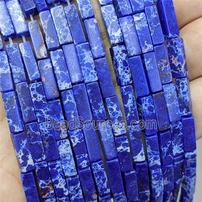 Synthetic Imperial Jasper Cuboid Beads Blue