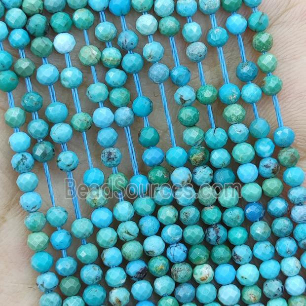 Natural Chinese Hubei Turquoise Beads Faceted Round Blue