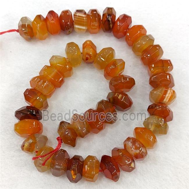 Natural Agate Beads Faceted Rondelle Red Dye