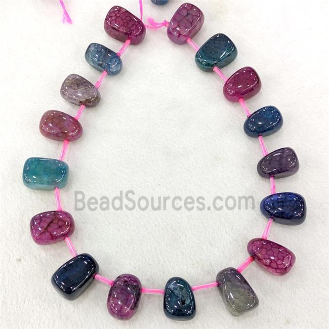 Natural Veins Agate Teardrop Beads Graduated Dye Topdrilled Mixed Color