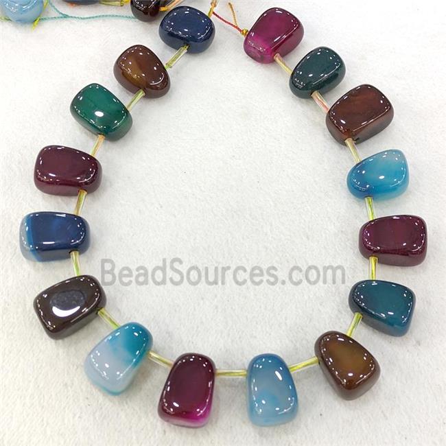 Natural Agate Teardrop Beads Graduated Dye Topdrilled Mixed Color