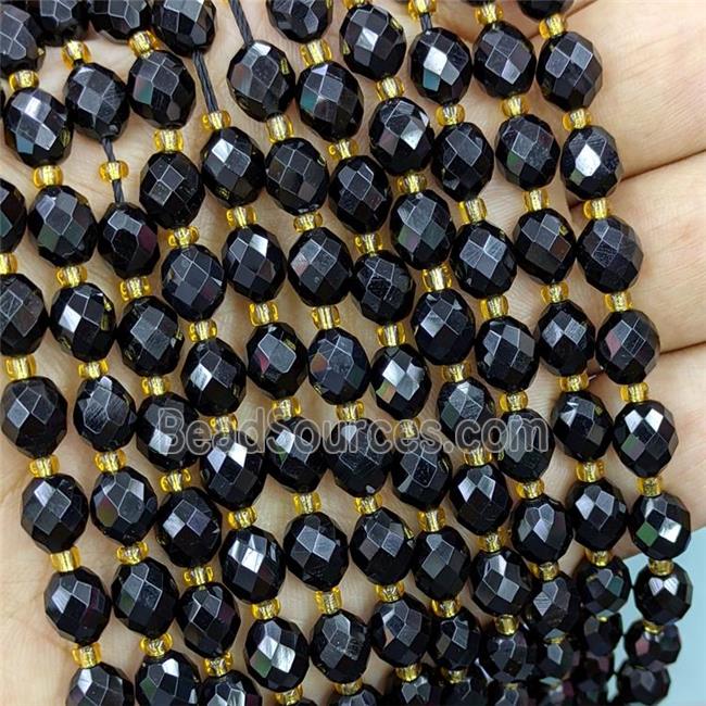 Natural Black Onyx Agate Rice Beads Faceted