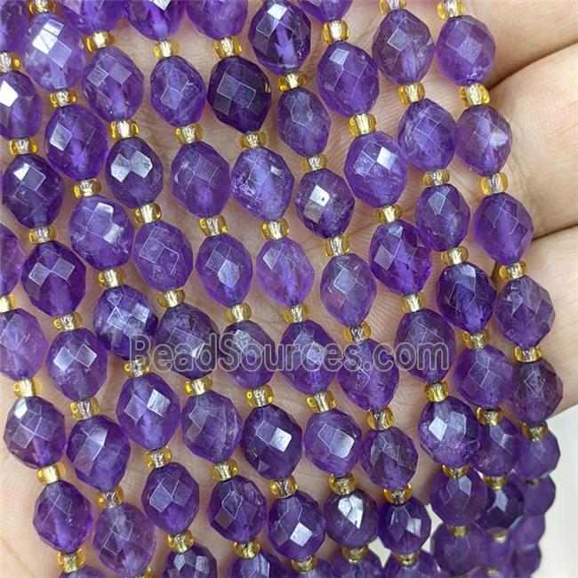 Natural Amethyst Beads Purple Faceted Rice