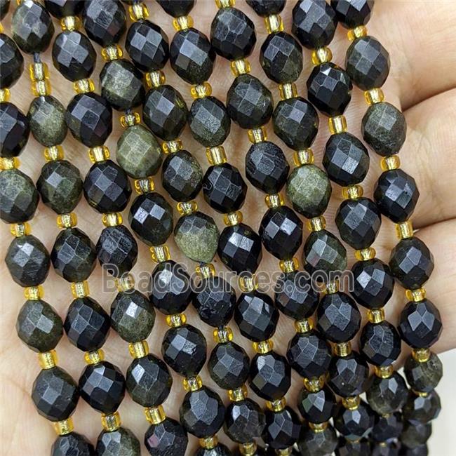 Natural Golden Obsidian Beads Faceted Rice