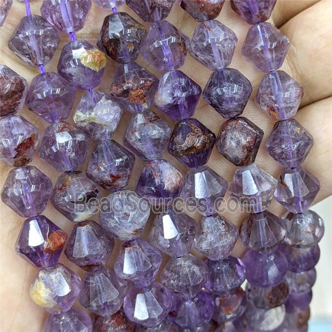 Natural Phantom Quartz Beads Bicone Purple