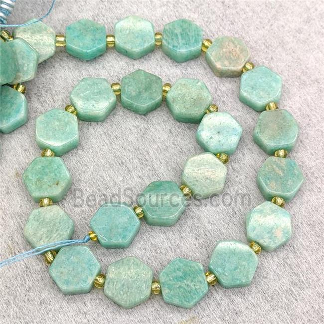 Natural Green Amazonite Beads Hexagon