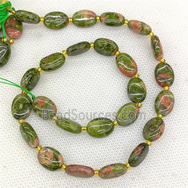 Natural Unakite Oval Beads Green