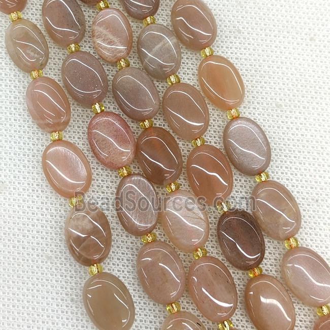 Natural Peach Moonstone Oval Beads