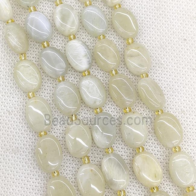 Natural White Moonstone Oval Beads