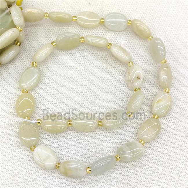 Natural White Moonstone Oval Beads